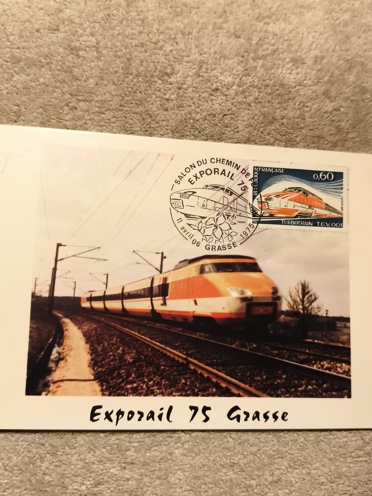 Carte Exporail 75 Grasse TGV 001 Turbotrain oblitérée philatélie (Ref 27)