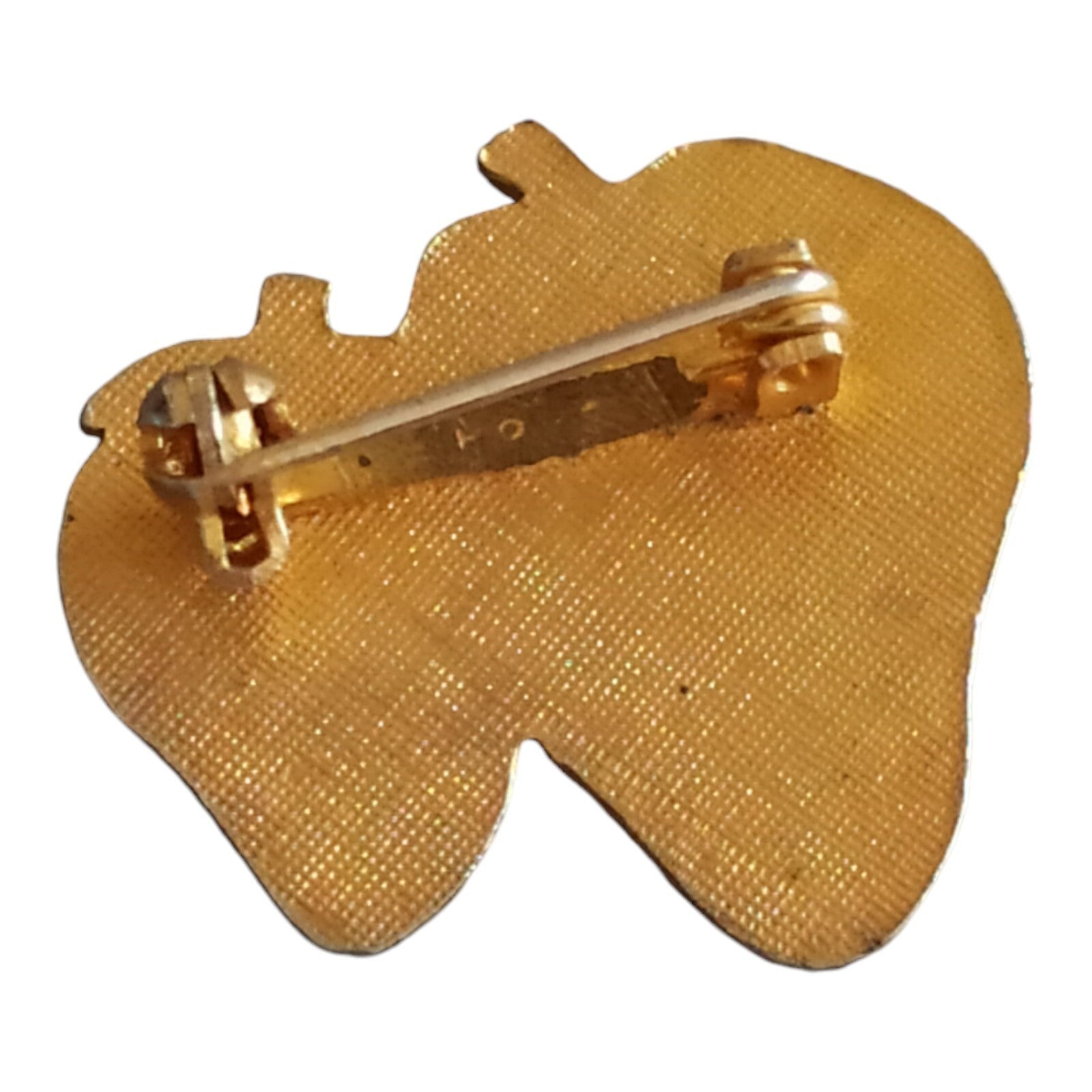 Broche vintage fraise fantaisie émaillée rouge orange, bijou rétro fruit
