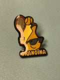 Pin's vintage Orangina tennis raquette et balle, collection soda publicitaire