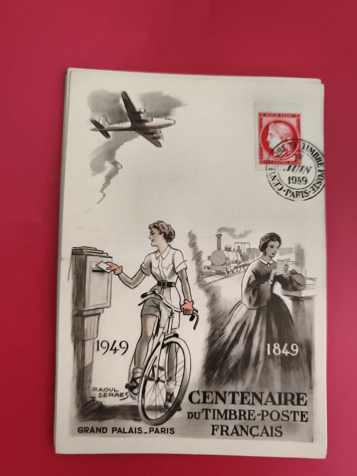 Carte commémorative Centenaire Timbre-Poste Français 1949 Grand Palais