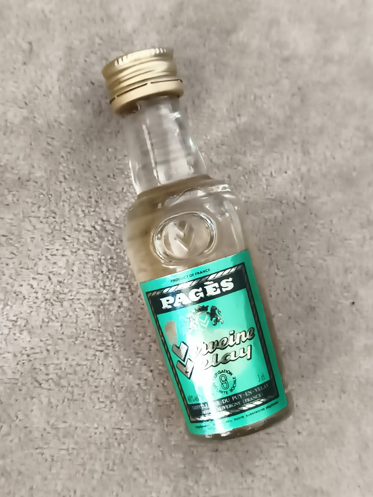 Miniature alcool Pagès Verveine du Velay 3cl bouteille décor vert or