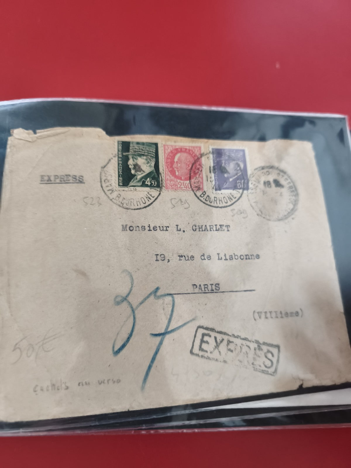 Ancienne enveloppe oblitérée Express timbres France pour philatélie collection