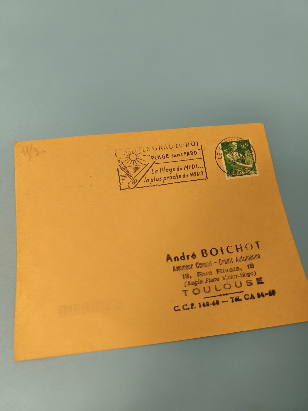 Ancienne enveloppe philatélie Le Grau-du-Roi cachet publicitaire vintage Toulous