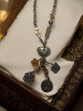 Collier fantaisie breloques Love Me cœur médaillon chaîne aspect vieilli