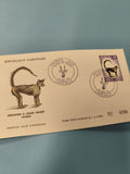 Enveloppe FDC Gabon 1970 timbre singe cercocèbe à joues grises n°0396