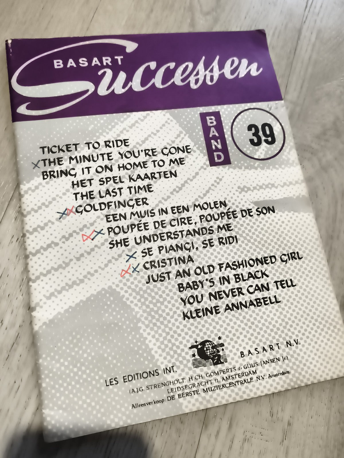 Livret ancien BASART Successen Band 39 chansons années 60 vintage Pays-Bas