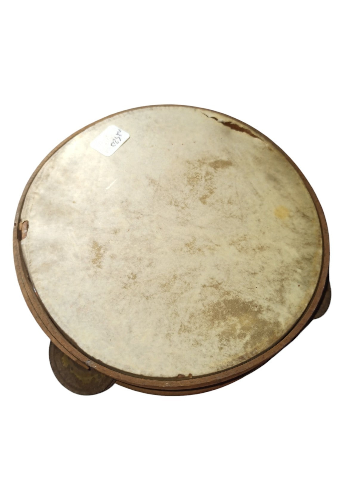 Tambourin vintage années 1950 français, bois clair, ancien instrument musique