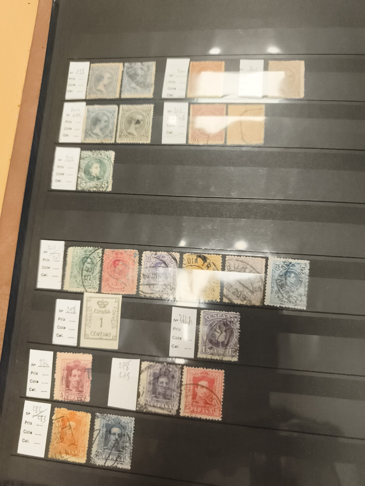 Lot timbres Espagne anciens divers, oblitérés, philatélie album