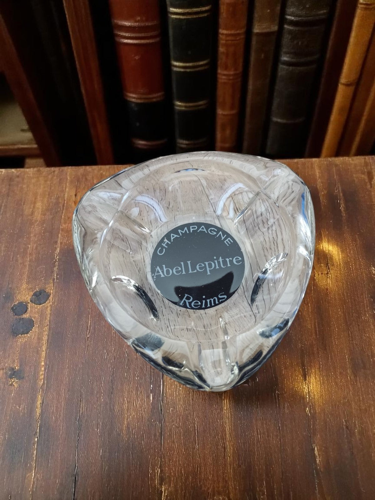 Cendrier vintage Abel Lepitre Reims verre publicitaire Champagne ancien