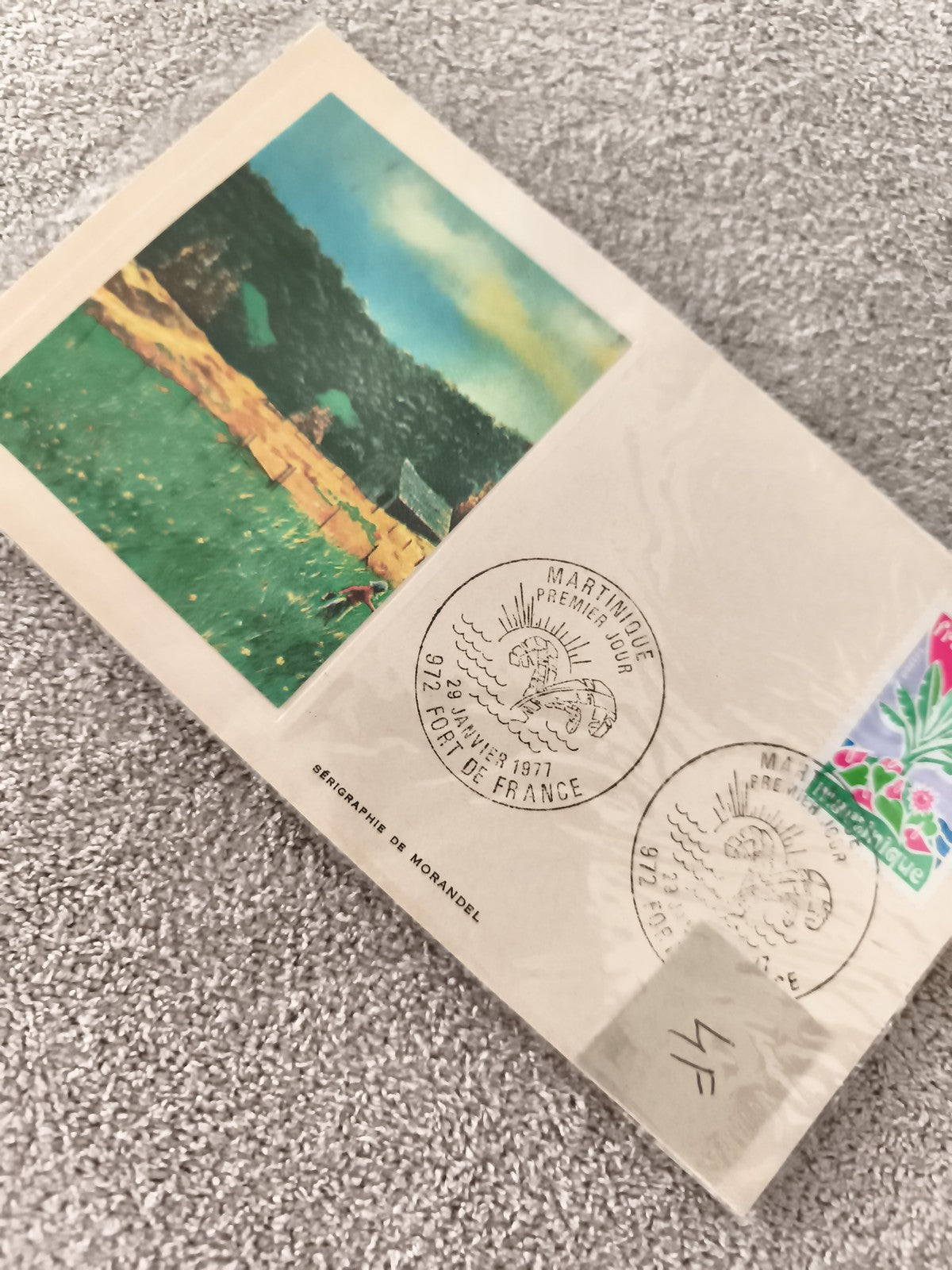 Carte Premier Jour Martinique 1977 sérigraphie Morandel philatélie ancienne