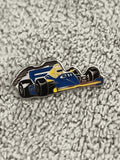 Pin’s vintage Formule 1 Elf bleu jaune, voiture F1 rétro sport auto (Ref 3)