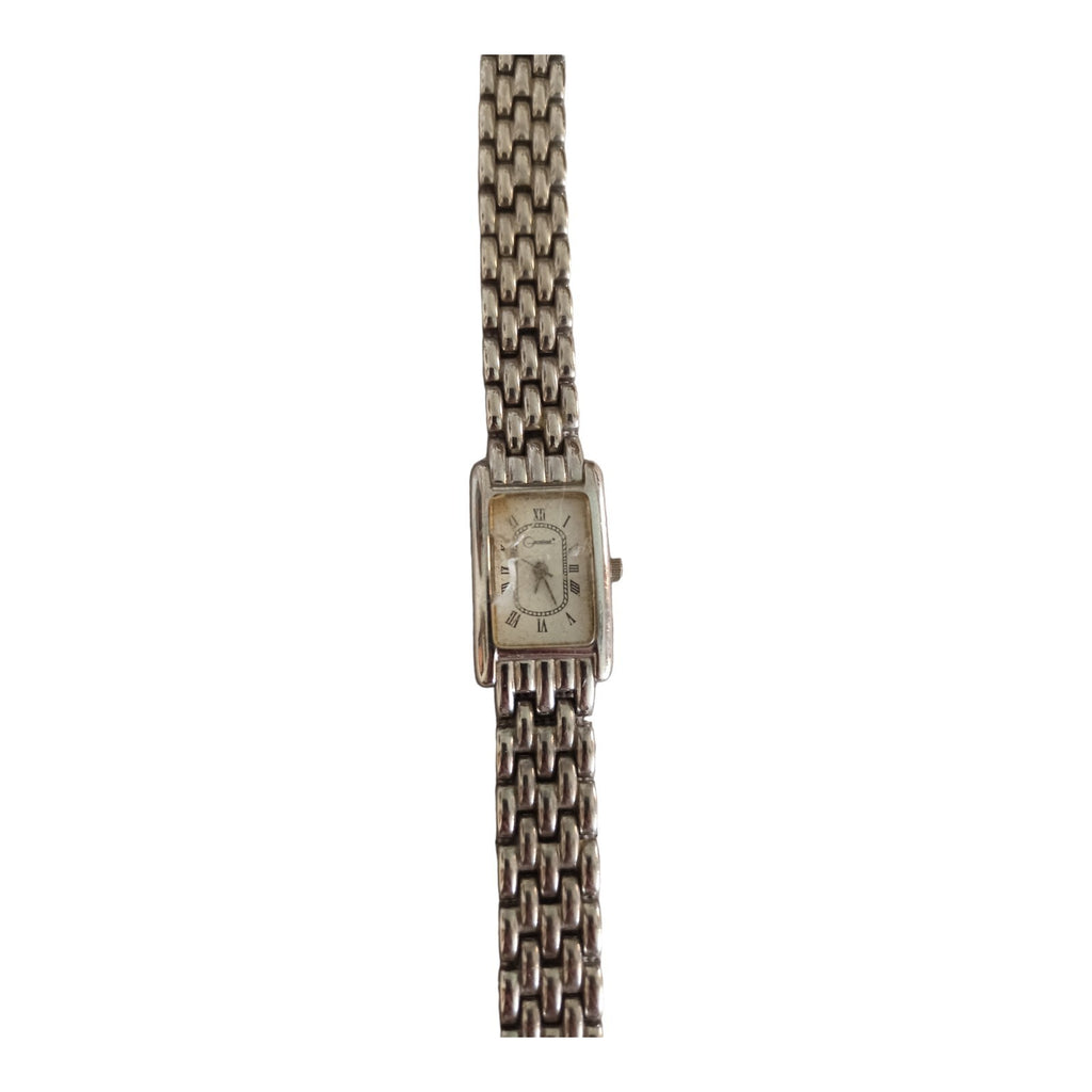 Montre femme Greenland vintage rectangulaire acier, design rétro, cadran chiffre