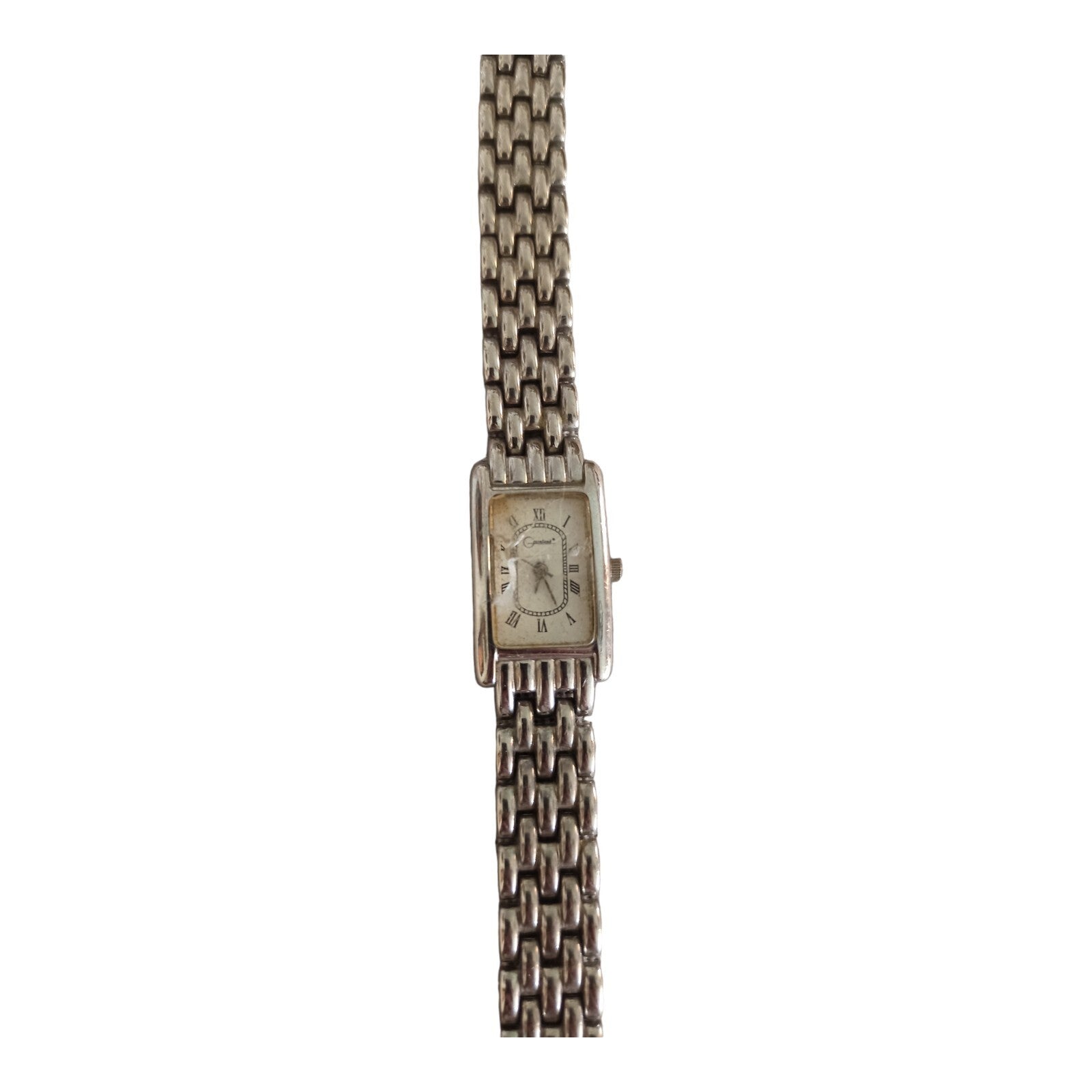 Montre femme Greenland vintage rectangulaire acier, design rétro, cadran chiffre