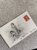 CPA Joyeuses Pâques illustrée enfants costumes anciens timbre France