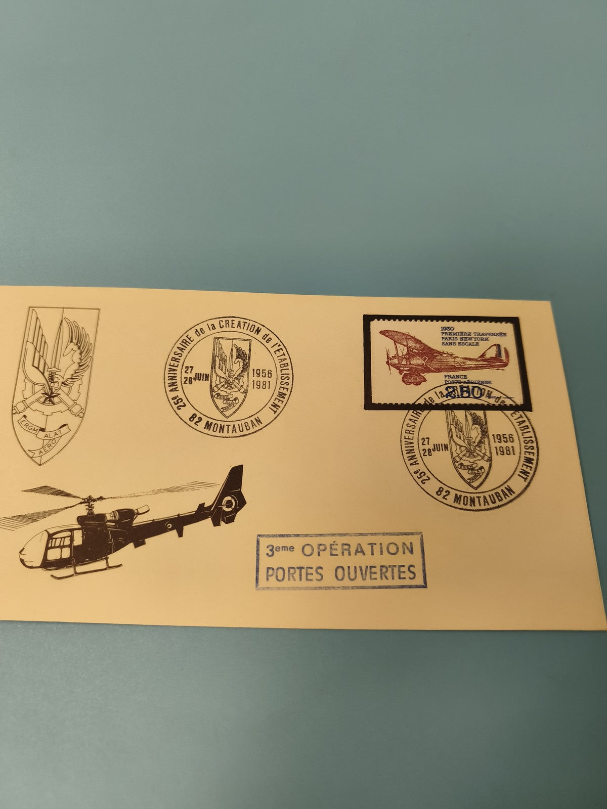 Ancienne enveloppe philatélie 3e Opération Portes Ouvertes Montauban hélicoptère