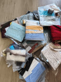 Lot mercerie rubans dentelles zips galons tissus assortis couture