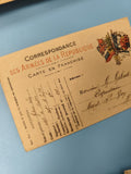 Ancienne carte postale militaire Armées de la République drapeaux vintage