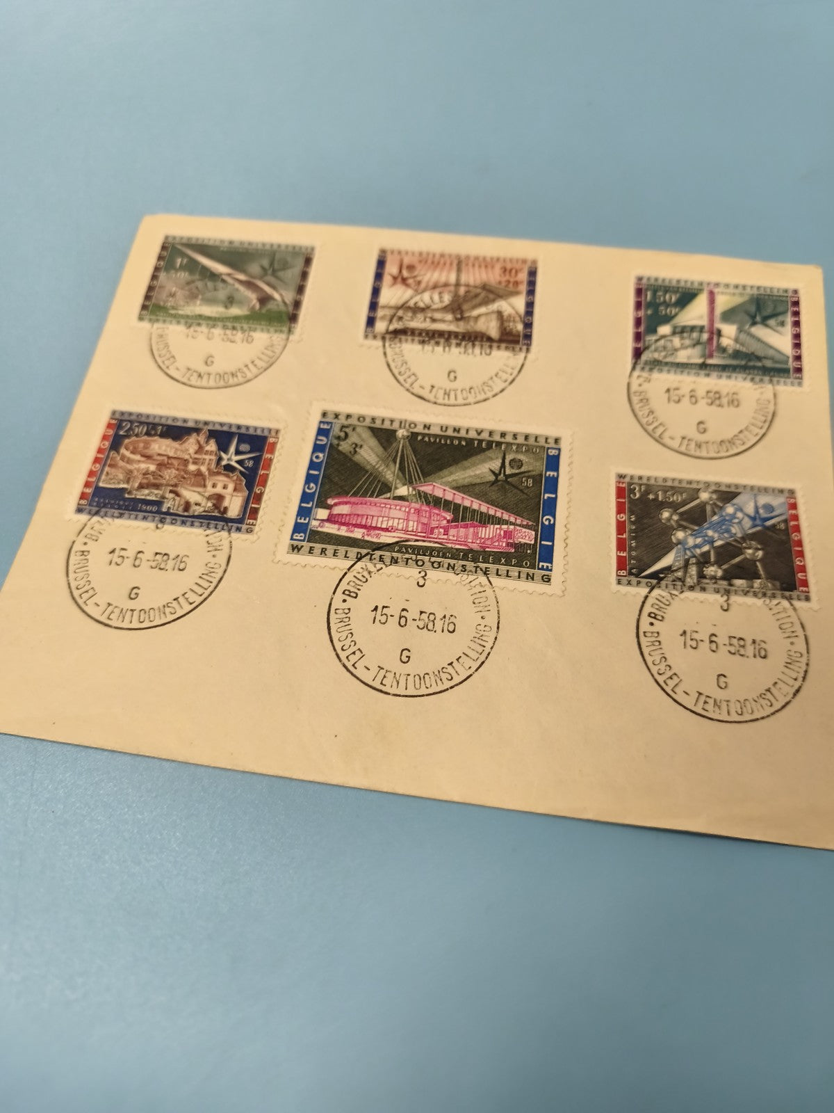 Ancienne enveloppe oblitérée Expo Universelle 1958 Bruxelles philatélie vintage