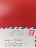 Enveloppe philatélie Mayotte affranchie, timbre rouge, bordures tricolores