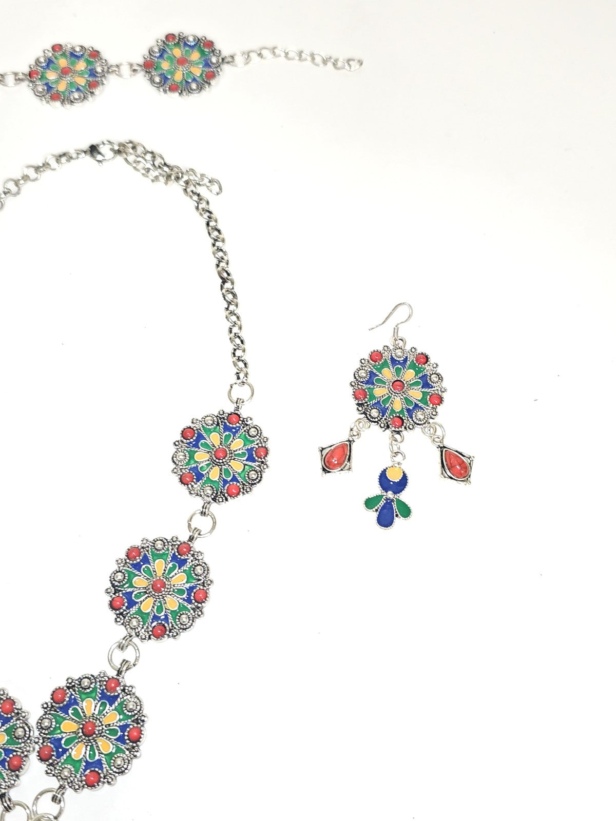 Parure ancienne fantaisie style berbère vintage, bijoux ethniques d'occasion