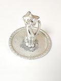 Figurine chat vintage ancienne déco métal argenté collection animal rétro