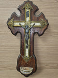 Grande croix catholique vintage crucifix ancien en nacre pour collection déco