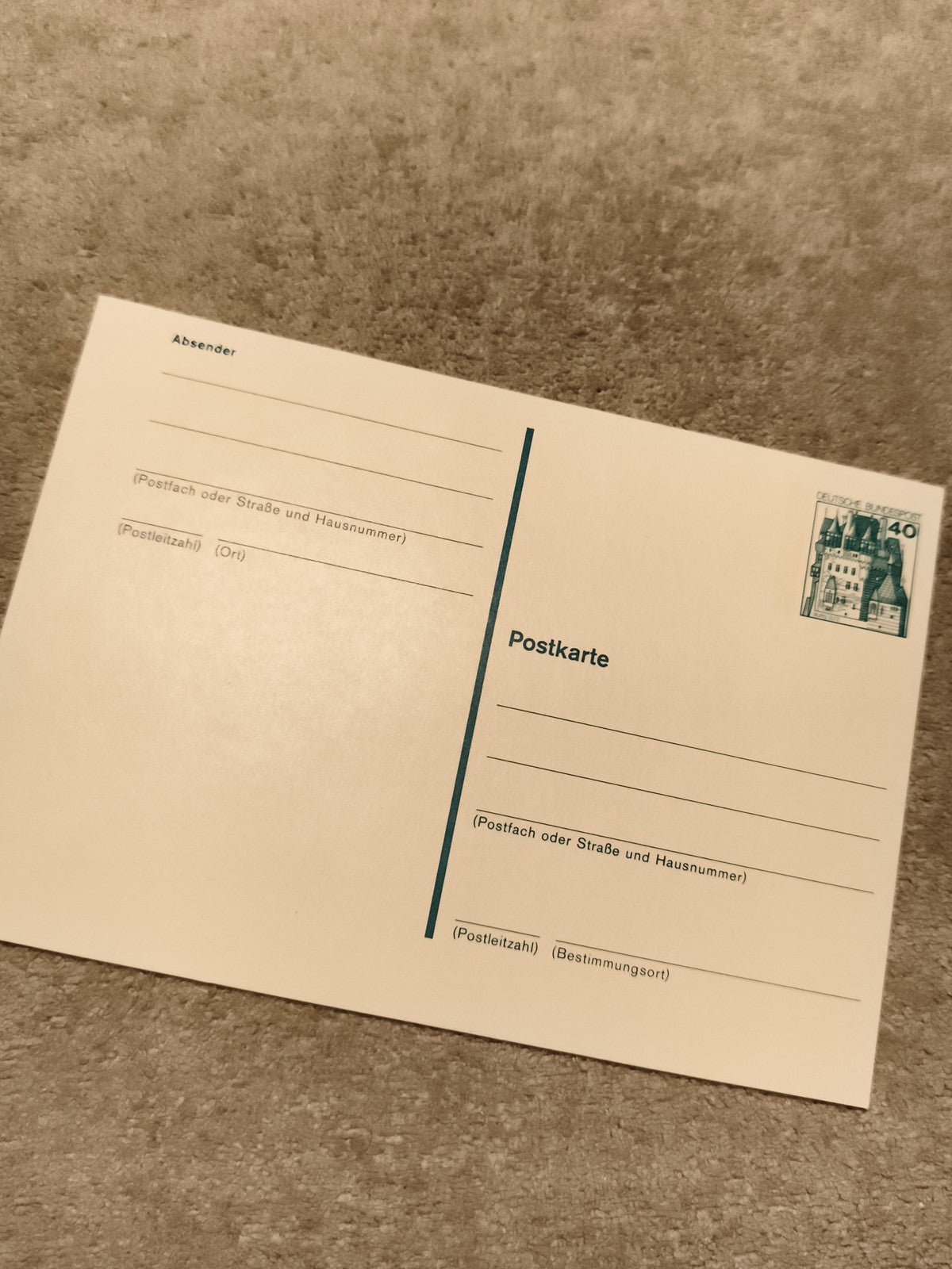 Carte postale préaffranchie Allemagne 40 Pfennig Deutsche Bundespost philatélie