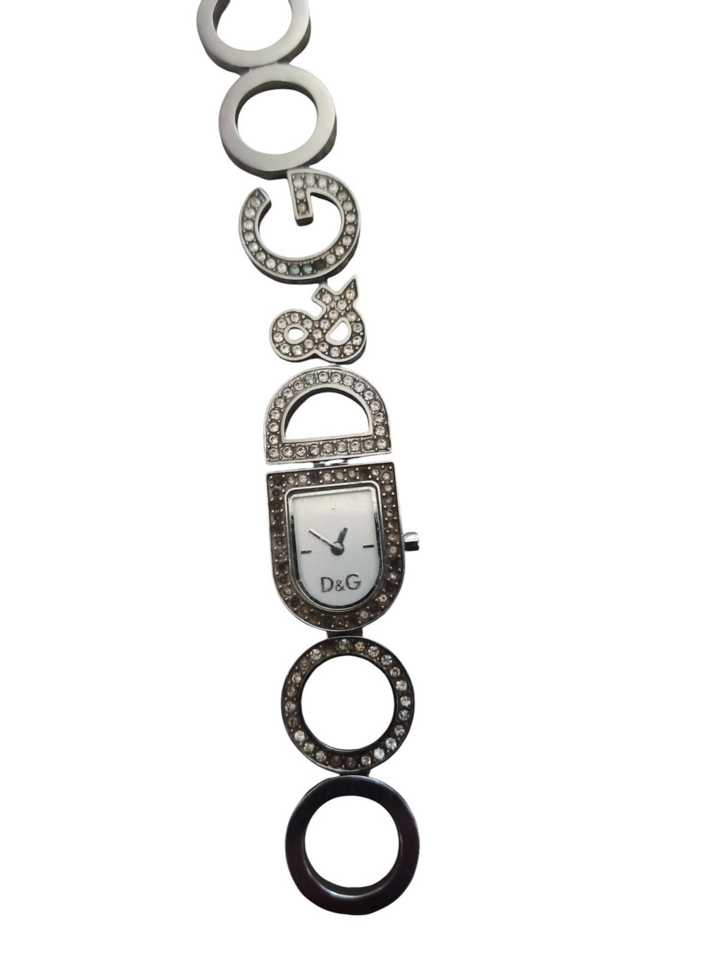 Montre femme Dolce & Gabbana vintage, bracelet cercles strass, D&G non testée