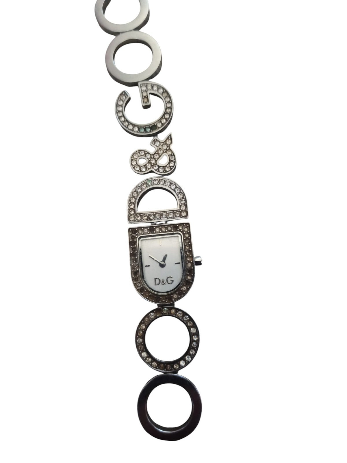 Montre femme Dolce & Gabbana vintage, bracelet cercles strass, D&G non testée