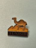 Vintage pin's Tunisie chameau doré, souvenir ancien, collection tourisme