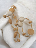 Collier ancien africain vintage perles bois et beige, bijou ethnique d?occasion