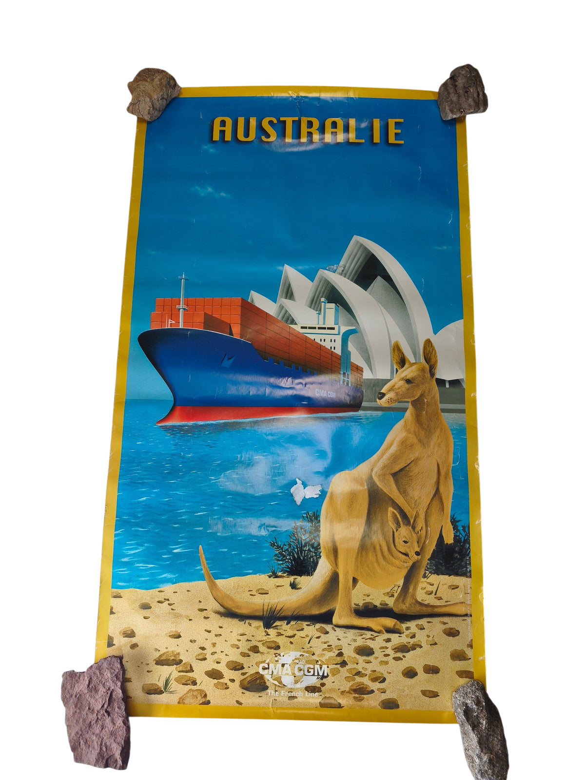 Vintage old poster CMA CGM Australia large format retro marine decoration