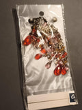 Paire boucles d’oreilles vintage pampilles orange rose deadstock fantaisie rétro