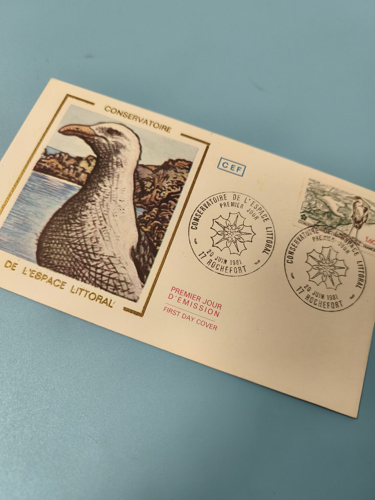 Enveloppe FDC Premier Jour 1981 Conservatoire Littoral oiseau cachet Rochefort