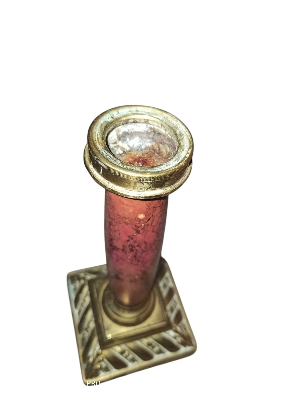 Bougeoir colonne laiton marbre rouge décor XIXe style Empire