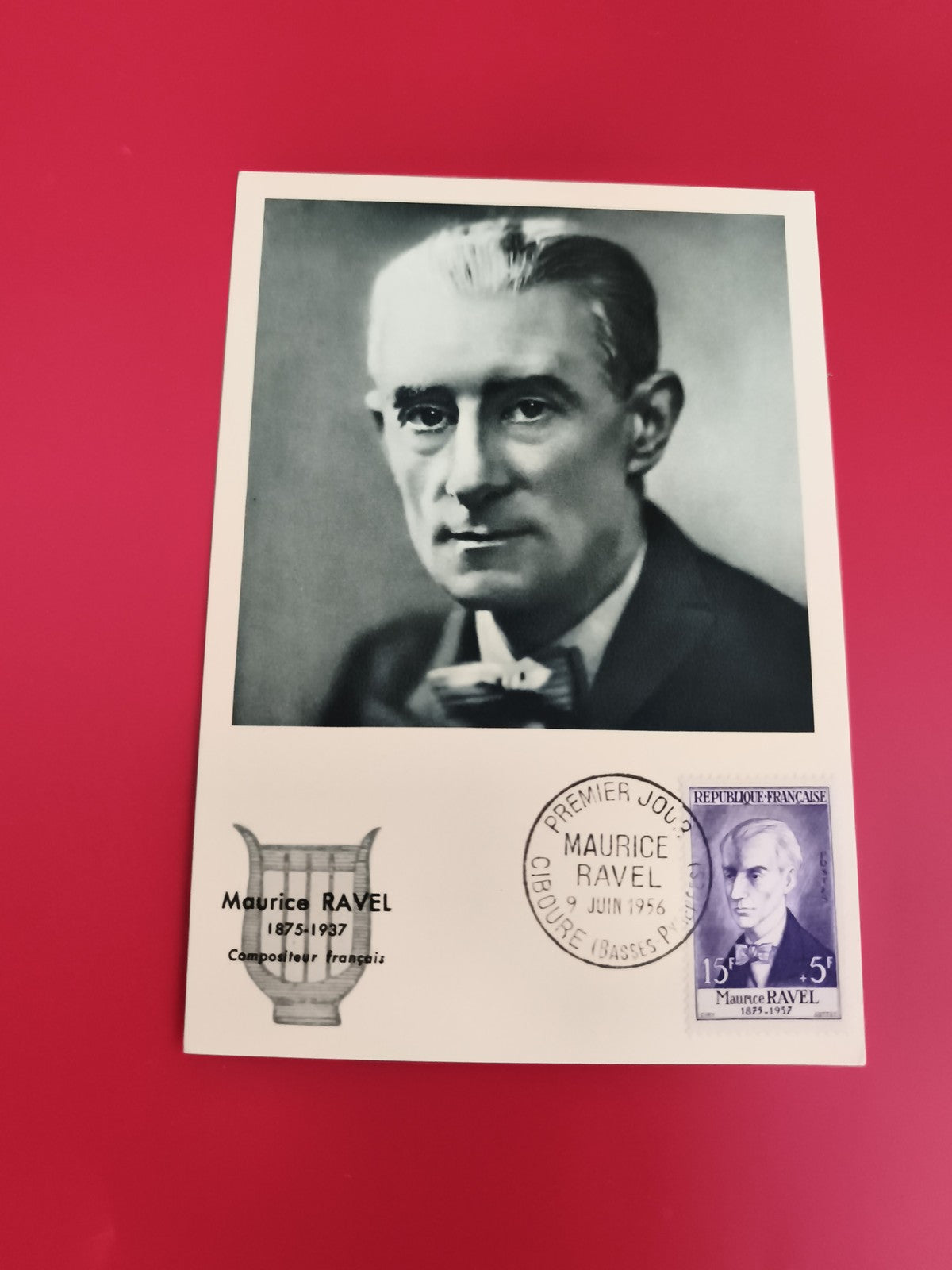 Carte Premier Jour Maurice Ravel 1956 timbre 15f compositeur philatélie (Ref 1)