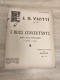 Ancien livre partitions J.B. Viotti 3 Duos Concertants violon piano Gallet