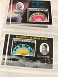 Bloc timbres anciens Haute-Volta Gandhi King 250F thème astrologie oblitérés