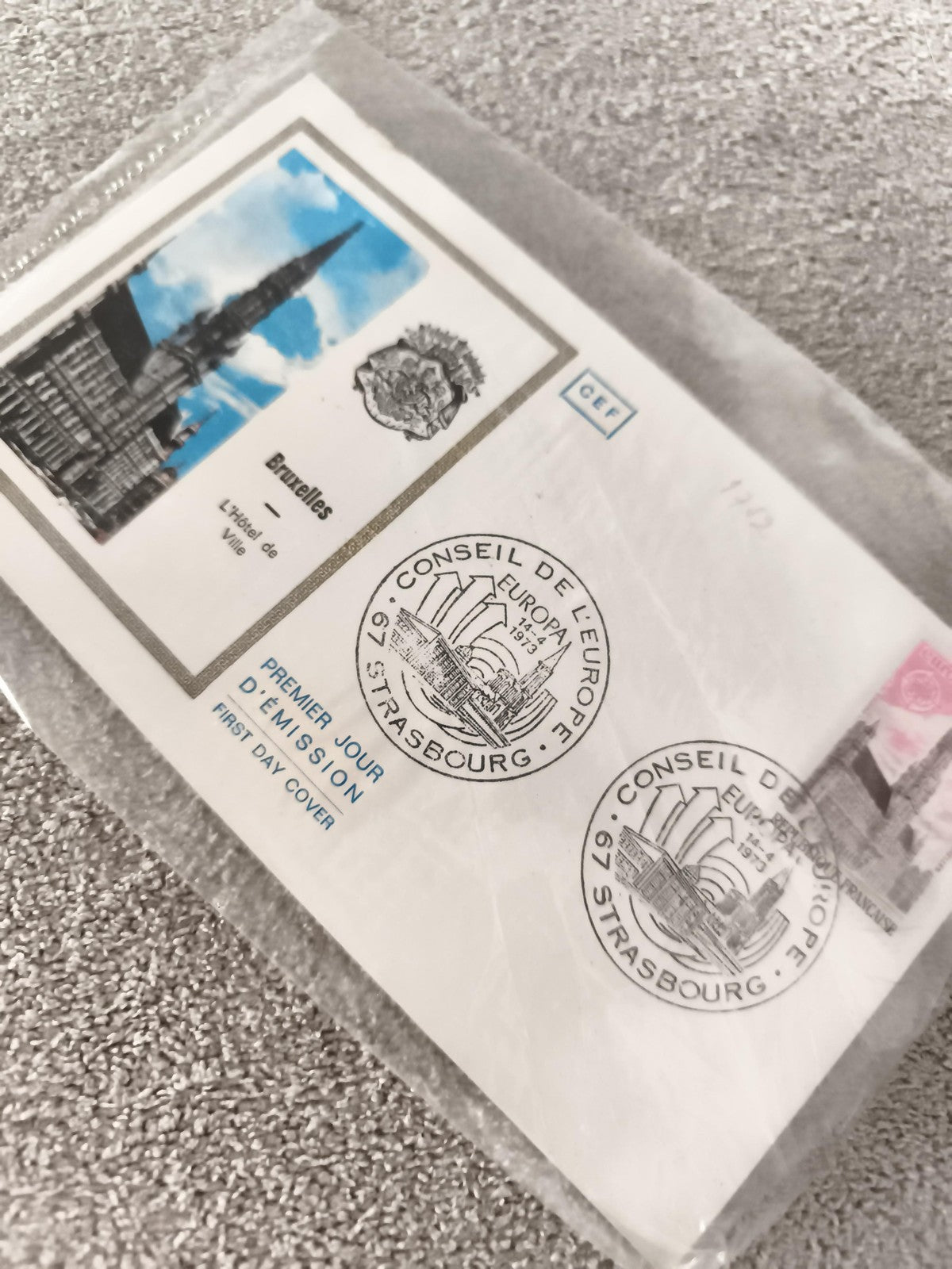Lettre Premier Jour Bruxelles Strasbourg 1974 Conseil Europe CEF philatélie FDC