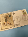 Enveloppe FDC premier jour Jeux Olympiques Grenoble 1968 timbre sportif