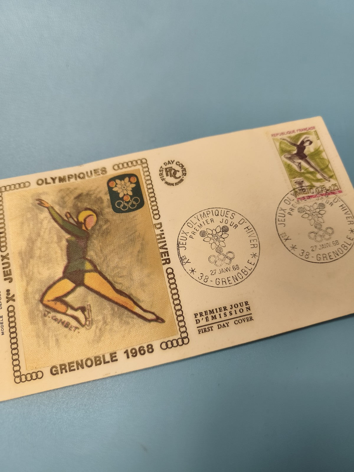 Enveloppe FDC premier jour Jeux Olympiques Grenoble 1968 timbre sportif