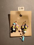 Boucles d'oreilles vintage fleurs émaillées pastel deadstock perles pendantes