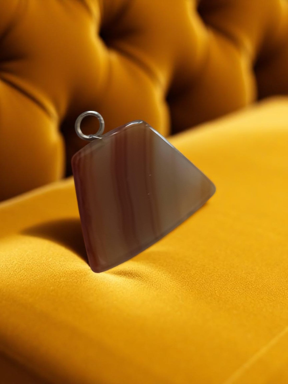 Pendentif vintage en agate naturelle - Tranche d'agate ancienne