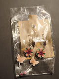 Boucles d'oreilles vintage clip fleurs papillon rose deadstock ancien magasin