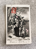 Carte postale ancienne Noël Astor Père Noël jouets timbre 10c CPA noir et blanc