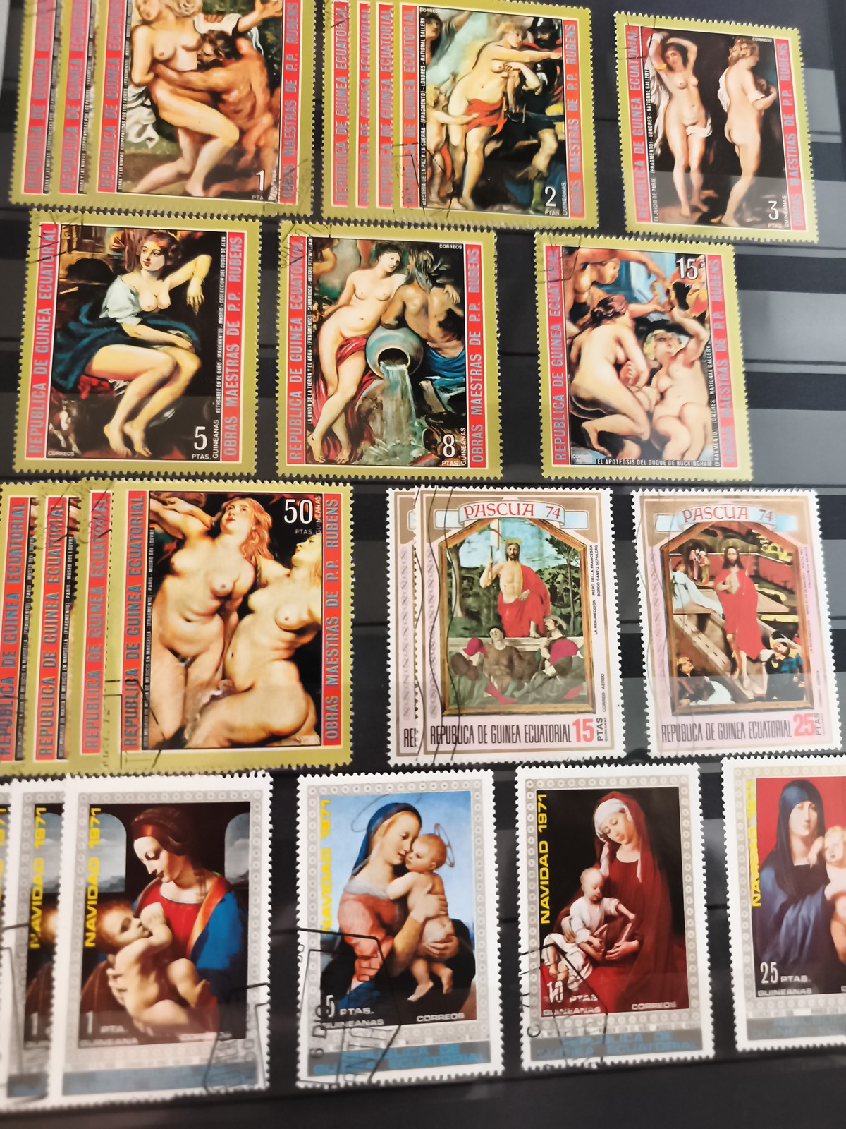 Timbres anciens Guinée Équatoriale œuvres d’art Rubens peinture religieuse