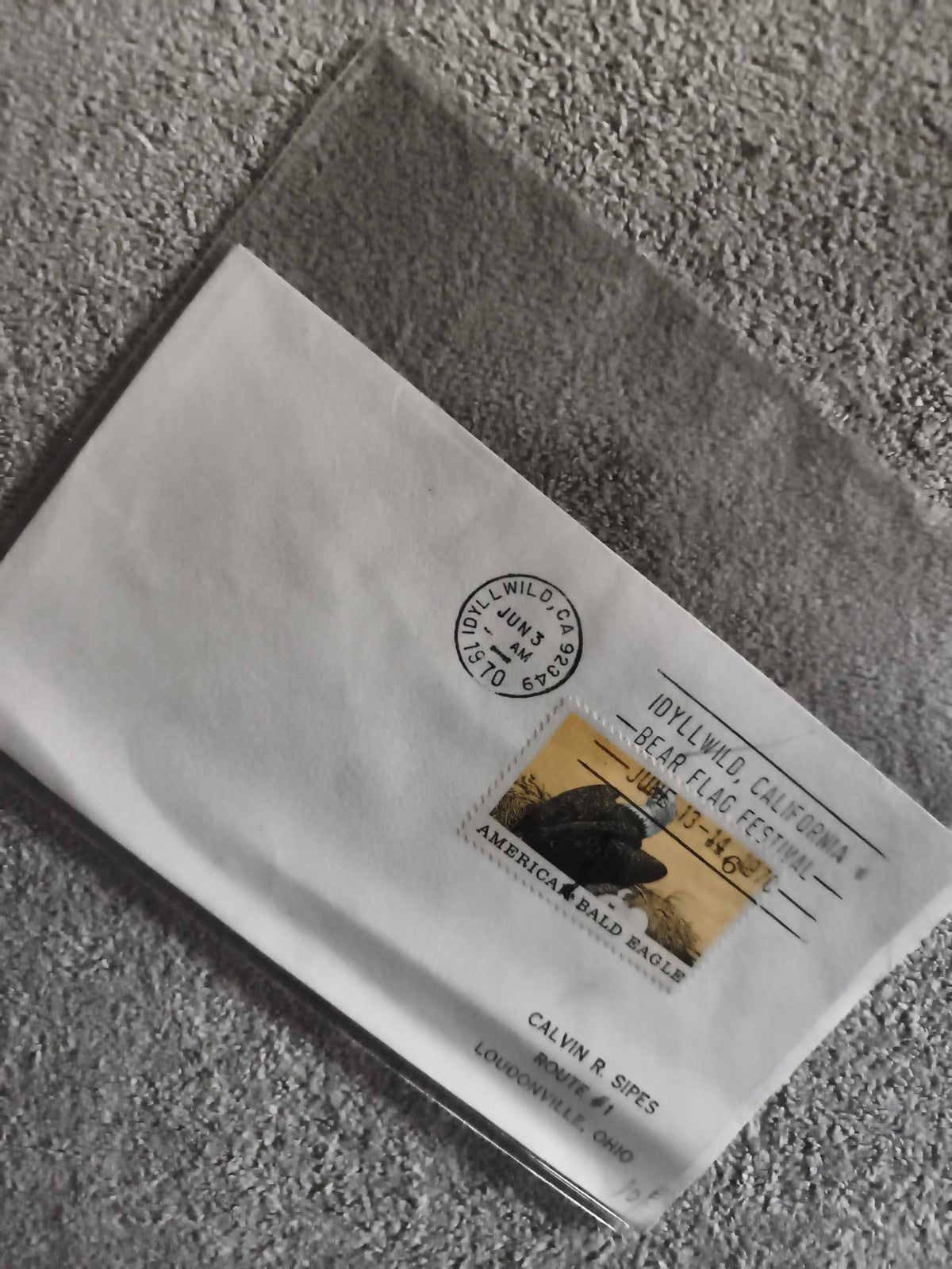 Lettre affranchie USA Bald Eagle Idyllwild 1967 philatélie enveloppe cachet