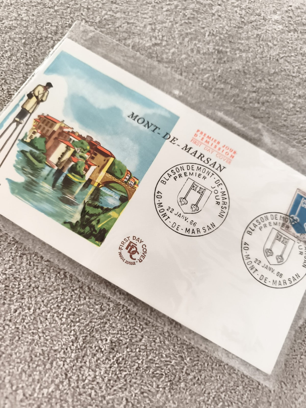 Lettre Premier Jour Mont-de-Marsan 1966 FDC blason philatélie ancien