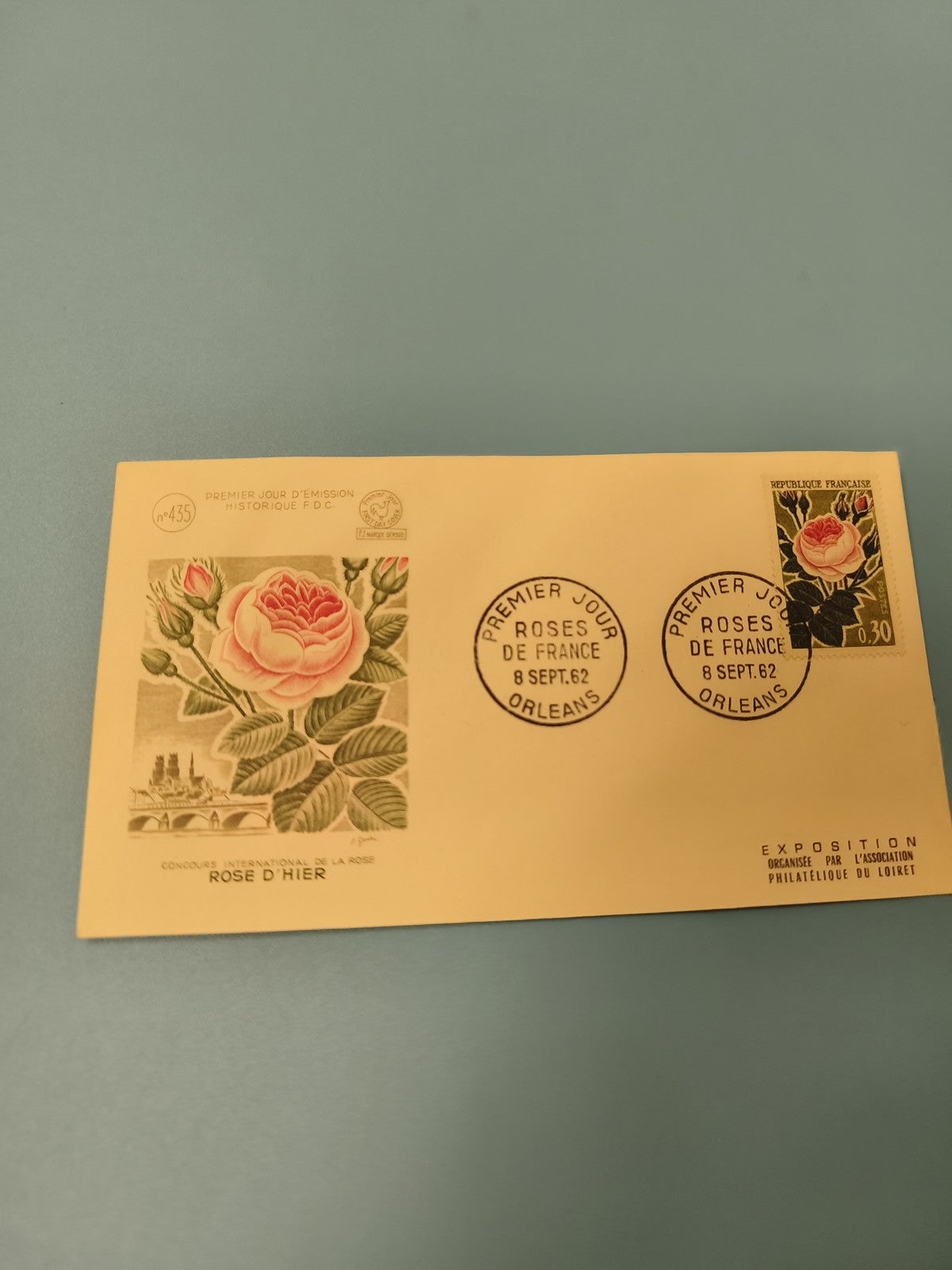 Ancienne enveloppe philatélie premier jour Orléans 1962 rose timbre FDC vintage