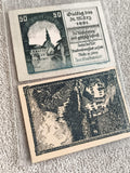 Anciens billets Allemagne 1921 notgeld, illustration ville, lot papier monnaie